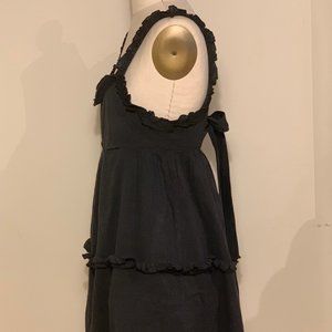 Urban Outfitters Black Linen Tie-Back Mini Dress